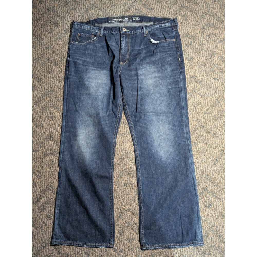 Old Navy Mens Premium Denim Bootcut Jeans Dark Wash 42x32(31) Blue 100% Cotton